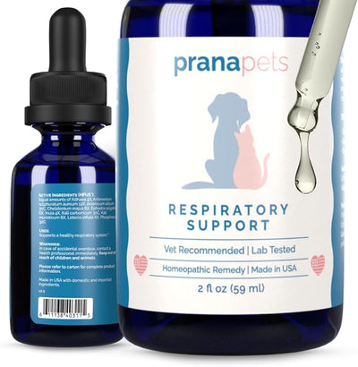 PranaPets Respiratory Support Supplement for Dogs & Cats | Naturally Promotes Optimal Respiratory Function in Pets | Safely aids with Symptoms of Seasonal Allergies