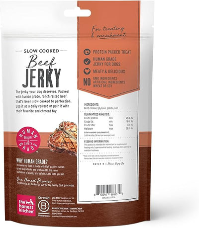 The Honest Kitchen Human Grade Dog Treats: Slow Cooked Jerky Beef Recipe 5.6 oz Pouch