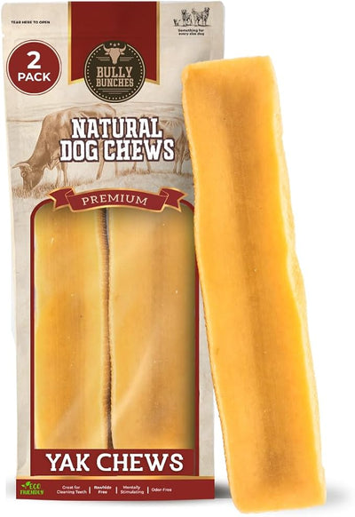 Bully Bunches Mega Authentic Yak Cheese Himalayan Chews for Giant Dogs & Super Aggressive Chewers - All Natural Dog Treat Dental Chews, Made with Real Yak Milk - Lactose & Rawhide Free (2 PK)