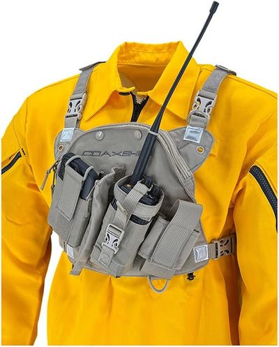 COAXSHER RCP-1 Pro Radio Chest Harness for 2 Way Radio & Electronics | Search and Rescue, Ski Patrol, Emergency Response - Desert Tan