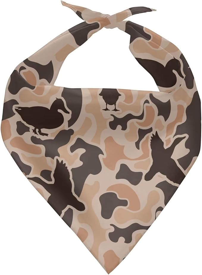 KEIAHUAN Dog Bandanas Soft Comfy Bibs Adjustable Triangle Bandana Washable Reversible Handkerchief for Pet Cat and Dog, Duck Hunting Camouflage