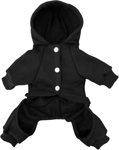 Izefia Dog Hoodie Clothes with Pocket 4 Legs Jumpsuit Fleece Sweater Winter Sweat Shirt Warm Cotton Hoodies for Small Dog Medium Large Cat Black S
