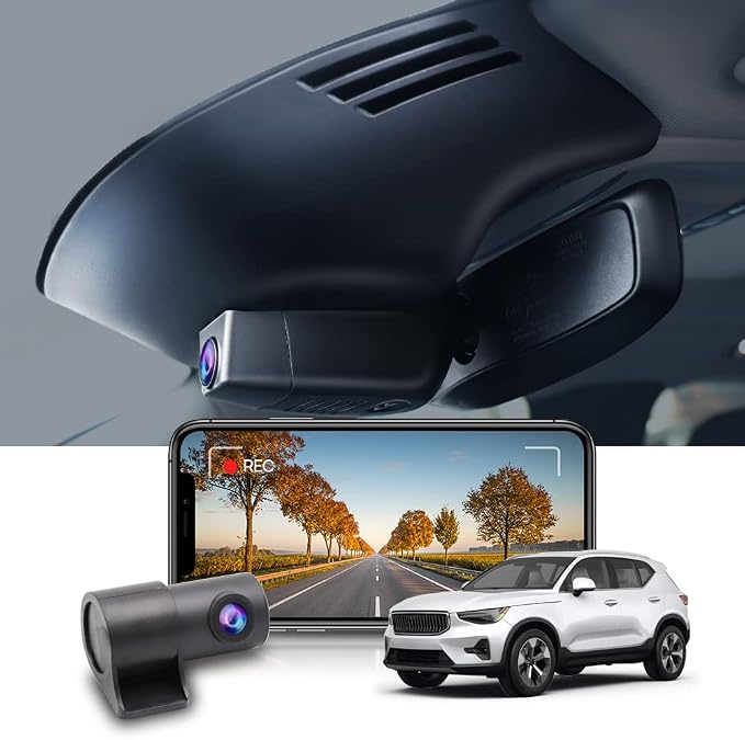 Fitcamx Front 4K+Rear 1080P Dash Cam Suitable for Volvo XC40 T4 T5 (Model A, Confirm Cover Shape), OEM Look, Dual Loop Recording, Built-in WiFi & APP, G-Sensor, Easy to Set, 128GB Card