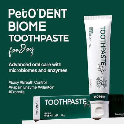 PetO’Dent Enzymatic Toothpaste for Dogs, Freshens Breath & Cleans Teeth, Reduces Plaque & Tartar, Safe for Puppies with No Artificial Ingredients, Oral Biome, Gum Care, 2.47 oz