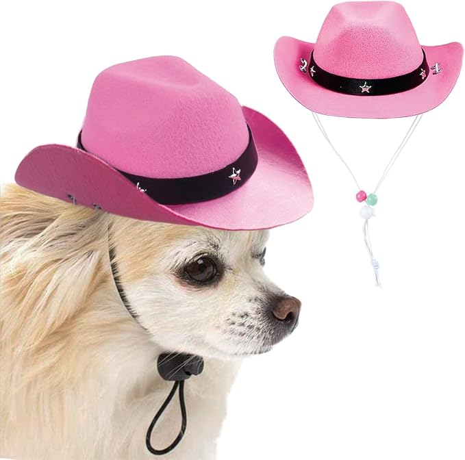 Pet Dog Costume Cowboy Hat Cosplay Cap Puppy Pet Dog Cat Holiday Pet Party Decoration (Pink)