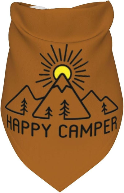 Happy Camper Summer Dog Bandana，Adorable Puppy Accessory for the avid Camper ，Pet Neckerchief for Pets Daily Wear Photo Prop Party Supplies,Funny Cute Dog Bandana (Brown)