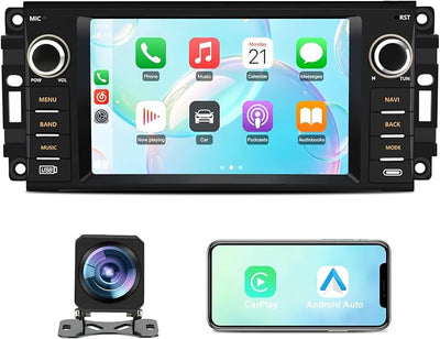 Junsun 8Core Car Radio Stereo for Dodge RAM 2009-2012 Avenger Challenger Jeep Wrangler, 7 Inch Touch Screen with Android 13 Wireless CarPlay Android Auto Backup Camera
