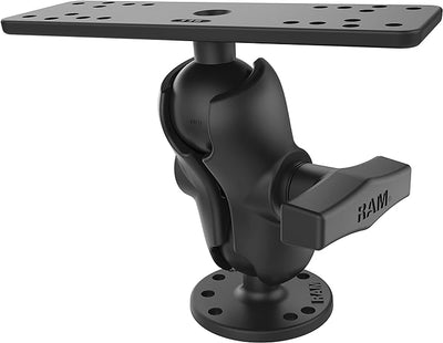 RAM MOUNTS Marine Electronics Mount, C Size 1.5" Ball with Short Arm, Drill-Down Mount for Fish Finders & Chartplotters, 6.25" x 2" Plate RAM-111U-B