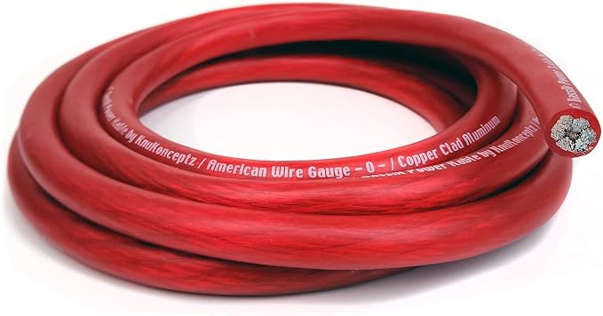 KnuKonceptz Bassik 1/0 Gauge AWG Primary Automotive Battery Power/Ground Wire Cable - Red 30 Feet