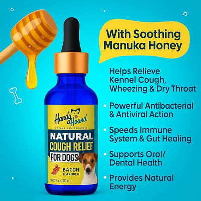 Handy Hound Dog Cough Medicine – Kennel Cough Treatment for Dogs – Manuka Honey Supplement for Dog Cough Relief, Mucus & Throat Soothing – Natural Herbal Formula – Made in USA (2 oz)
