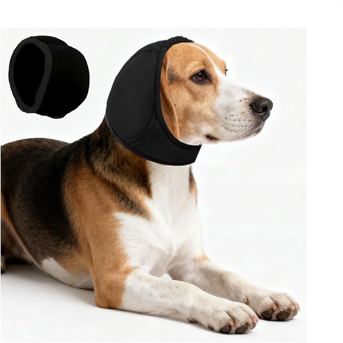 Dog Ear Muffs Noise Protection: Elastic Ear Wrap for Calming - Anxiety Relief Dog No Flap Ear Wrap - Waterproof Ear Covers for Bathing Swimming