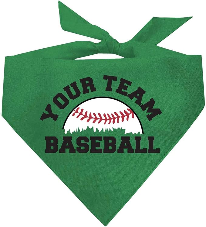 Custom Baseball Team Dog Bandana | 100% Cotton Adjustable Triangle | Made in USA | Personalized | Sports Fan | Game Day |Green, One Size (1431)