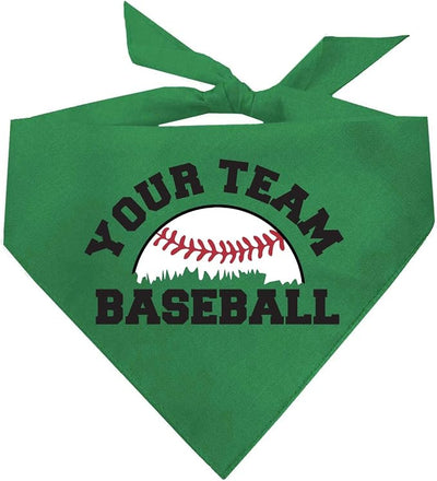 Custom Baseball Team Dog Bandana | 100% Cotton Adjustable Triangle | Made in USA | Personalized | Sports Fan | Game Day |Green, One Size (1431)