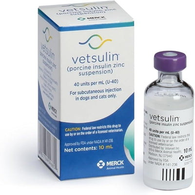 VETSULIN (porcine Insulin zinc susp.) Injection for Dogs & Cats, 10mL, U-40 | Porcine Insulin Zinc Suspension for dogs and cats, canine & feline diabetes management, use with U-40 syringe only