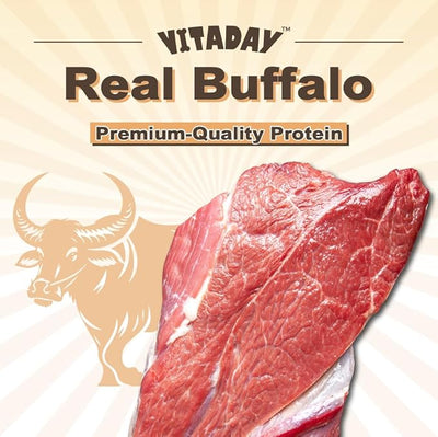VITADAY Buffalo Dog Treats Stick (S) 8oz, Natural Low-Fat Chews for Training & Rewards, Limited Ingredient, Perfect for Small Dogs & Puppies