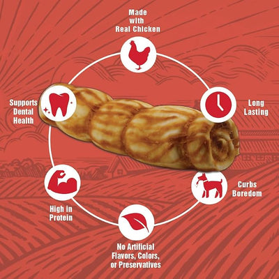 Rewardables Chicken Coated Beef Cheek Rolls for Dogs [9 Inch] — Long Lasting Chew, All Natural, No Artificial Flavors, 4 Pack — Aggressive Chewers, Large & Giant Dogs