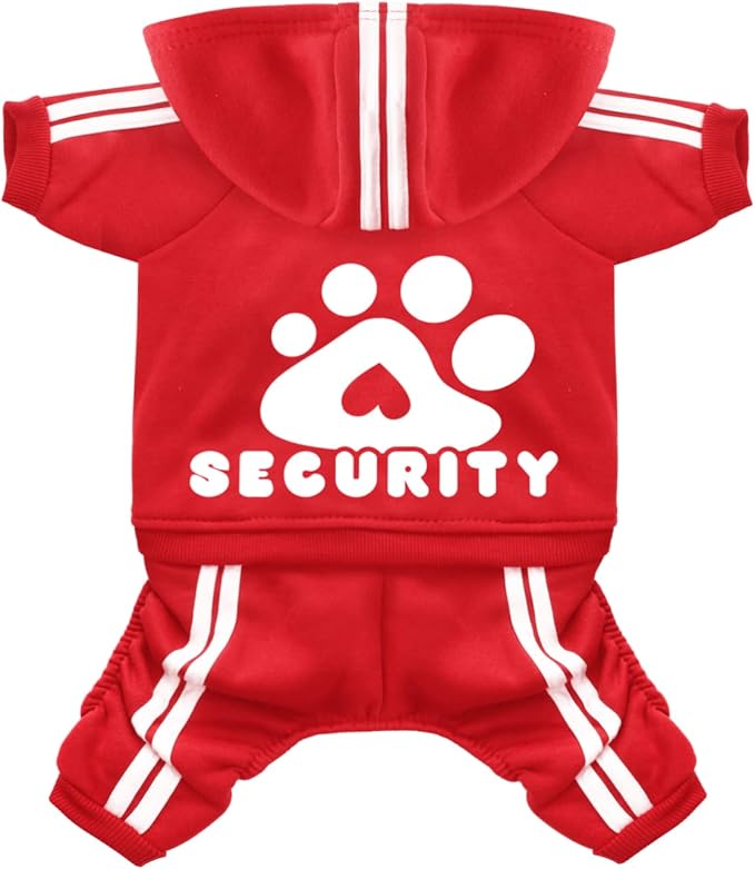 Dog Hoodie Security Clothes 4 Legs Dog Jumpsuit Sweatshirt Hoodies Soft & Warm Dog Outfit Pullover Dog Winter Clothes Sweater for Small Medium Large Dogs Cats (Red, Medium)