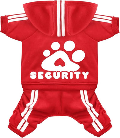 Dog Hoodie Security Clothes 4 Legs Jumpsuit Sweatshirt Hoodies Soft & Warm Dog Outfit Pullover Dog Winter Clothes Sweater for Small Medium Large Dogs Cats (Red, Large)