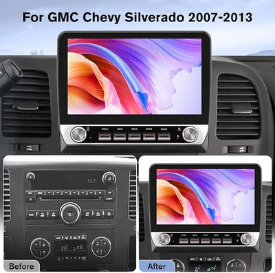 Junsun Car Radio Stereo for Chevy Chevrolet Silverado 2007-2013 Tahoe Equinox GMC Sierra Yukon Android 13 with CarPlay Android Auto Bluetooth