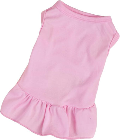 Dog Dresses Cat Skirt Solid Color Dog Clothes Summer Sleeveless Puppy Girl Clothes for Small Pet Dogs Cats (Pink, Large)