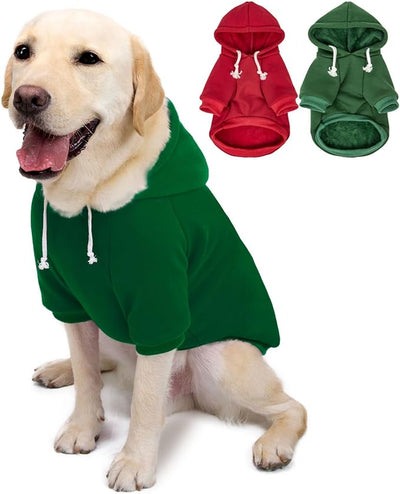 2-Pack Dog Hooded Sweaters & Jackets - Soft Dog Clothes Hoodie for Small/Medium/Large Dogs & Cats | All-Season Comfort & Fit, Stylish Pet Shirts Apparel & Accessories (Wine red, Dark Green, Medium)