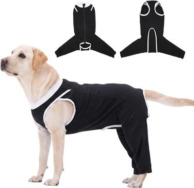 Dog Hind Leg Recovery Sleeve, Dog Surgery Recovery Suit with Back Leg to Prevent Licking, Spay Suit for Female Dog, Potty-Friendly Dogs Onesie After Surgery, Pet Pants & Shedding Body Suit, Black