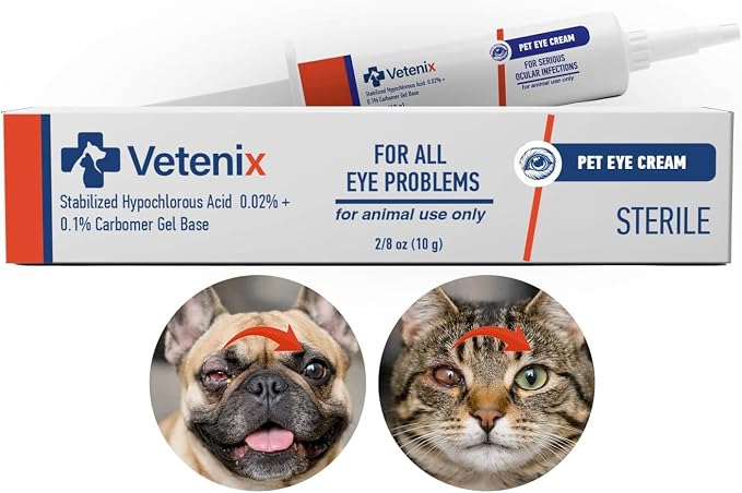 Dog Eye Drops - Cat Eye Drops - Vet Recommended Pet Eye Drops to Clean and Soothe Eye Infections, Allergies, Dry & Pink Eyes, Tear Stain Remover for Dogs, Cats, Horses & Birds (Cream)