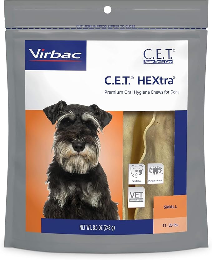 Virbac HEXtra Dental Chews for Small Dogs, 11-25 lbs, 30 chews
