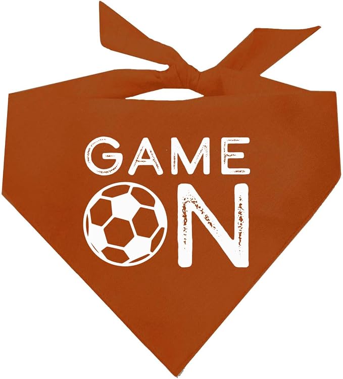 Game On Soccer Dog Bandana | 100% Cotton Adjustable Triangle | Made in USA | Soccer| Sports | Biggest Fan | Game Day | Dark Orange, One Size (1073)