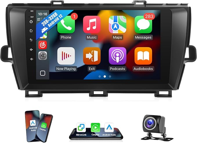 Leadfan Android12 Car Stereo for Toyota Prius 2010-2015 Stereo with Wireless CarPlay Android Auto, 9'' Touch Screen Compatible with JBL & Large Screen BT GPS Navi WiFi Backup Camera MIC 2+32G