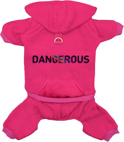 Izefia Dog Hoodie Clothes with Pocket 4 Legs Jumpsuit Fleece Sweater Winter Sweat Shirt Warm Cotton Hoodies for Small Dog Medium Large Cat Magenta 5XL