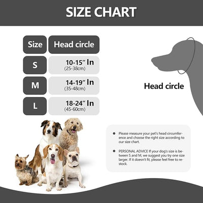 Dog Ear Covers for Grooming,Bathing & Blow Drying,No Shake Ear Wraps Anxiety Relief,Adjustable Quiet Ears for Dogs Comfort Calming Hood for Thunderstorms,Fireworks,Grey,L