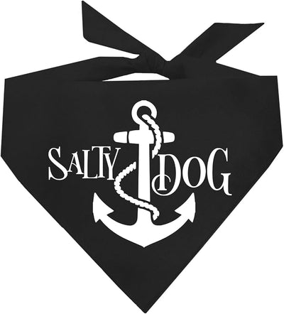 Salty Dog Dog Bandana 100% Cotton Adjustable Triangle Summer Vacation Beach Pool | Black, X-Small (100)