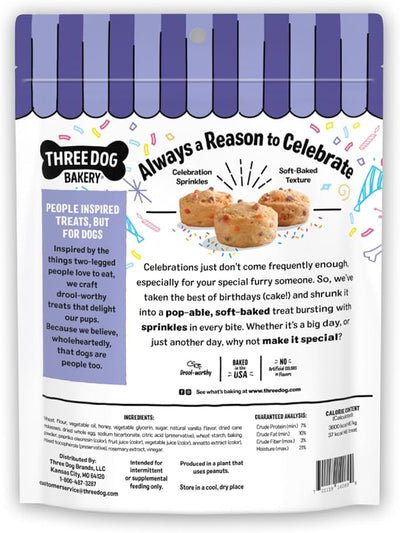 Three Dog Bakery Ultimate Celebration Cake Bites,Soft-Baked Dog Treats and Cookies with Real Ingredients,12 oz,(Pack of 2)