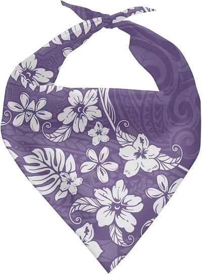 KEIAHUAN Purple Hibiscus Flowers Dog Bandana Triangle Dogs Bibs Scarf Reversible Pet Scarf Adjustable Washable Pet Handkerchief for Small Medium Dog 1 Pcs