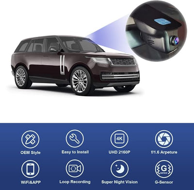 Fitcamx 4K Dash Cam Suitable for Land Rover Range Rover 2010-2017 (HD2-D3700) & Range Rover Sport, OEM Look, UHD 2160P Video, Built-in WiFi & APP, Loop Recording, G-Sensor, Easy to Install, 64GB Card