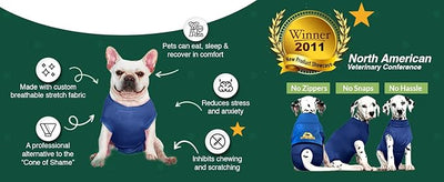 SurgiSnuggly Veterinary Invented Dog Surgical Recovery Suit for Female Spay or Male Dogs Neuters Onesie,Cone Alternative, Original Onesie Bodysuit for After Surgery Small, Medium, Large Dogs PI 2XL S