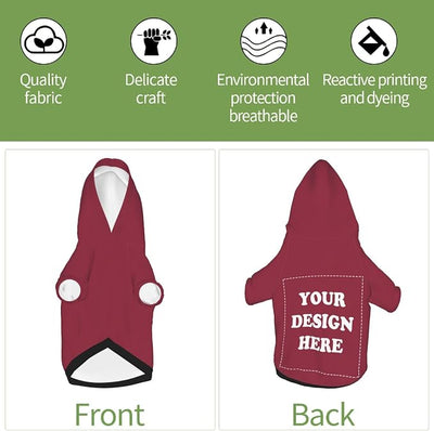Personalized Dog Hoodie, Custom Dog Costumes for Small Dogs, Holiday Happy Dog Clothes Football Pet Shirt Sweater with Name Number for Girl/Boy Cats/Kitten, Wine, XL