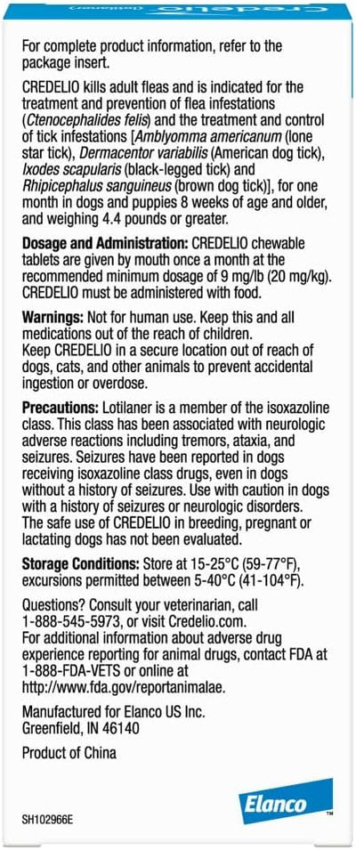 Credelio Tick & Flea Infestation Prevention and Treatment for Dogs 50.1-100 lbs. | 3-Month Supply