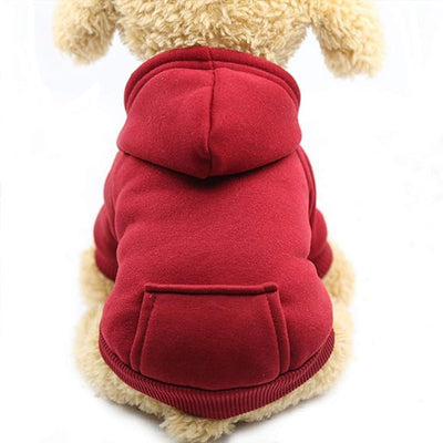 Jecikelon Soft Dog Hoodies for Small Dogs, Fleece Puppy Sweatshirt with Pockets, Warm Winter Cold Weather Coats for Pet Cat, Cute Clothes Puppy Costume (Wine red, XX-Small)