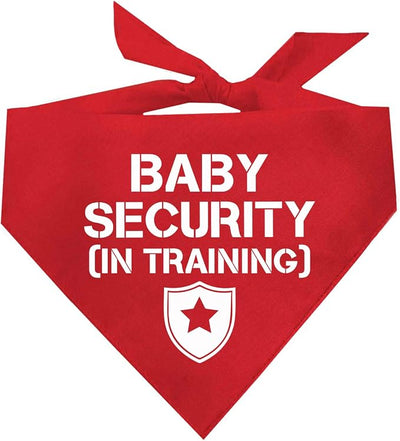 Baby Security in Training Dog Bandana | 100% Cotton Adjustable Triangle | Made in USA | New Baby | Pregnancy Announcement Photoshoot Prop | Gender Reveal | Red One Size (223)