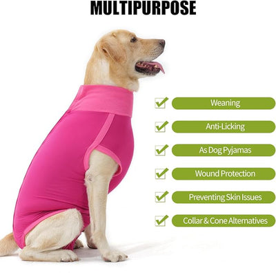 Dotoner Dog Surgery Recovery Suit Dog Suit for Male Female Neuter Anti-Lick Abdominal Wounds Bite Protective Outfit Alternative E-Collar & Cone Breathable Spay Suit for Medium Large Dogs