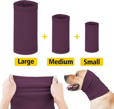 No Shake Ear Wraps for Dogs,Soft Dog Calming Hoodie Dog Ear Cover Ear Muffs for Anxiety,Grooming,Bathing,Swim,Noise Protection Quiet Ear for Dogs,Purple M