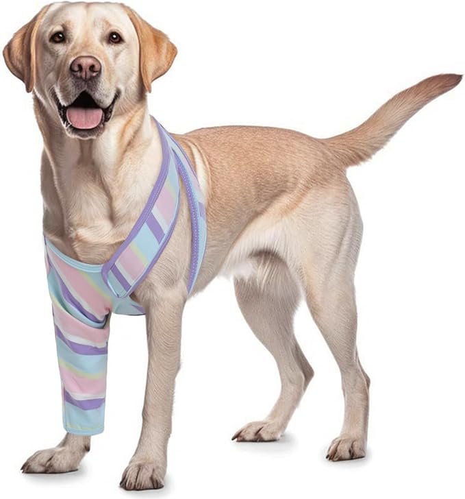 ROZKITCH Dog Leg Sleeve Only for Front Right Left, Lightweight Leg Covers to Prevent Licking Scratching Wound, Elbow Sleeve Easy on and Off Bandage for ACL CCL Stripe XL