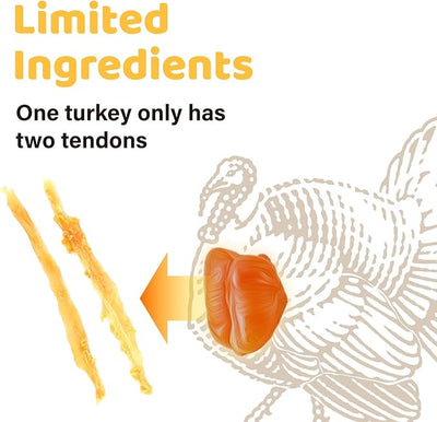 iPaw Turkey Tendon for Dogs, Single Protein, Hypoallergenic, All Natural Human Grade Puppy Chew, Rawhide Alternative Dog Treats, 4 Pcs/Pack Bone (Small)