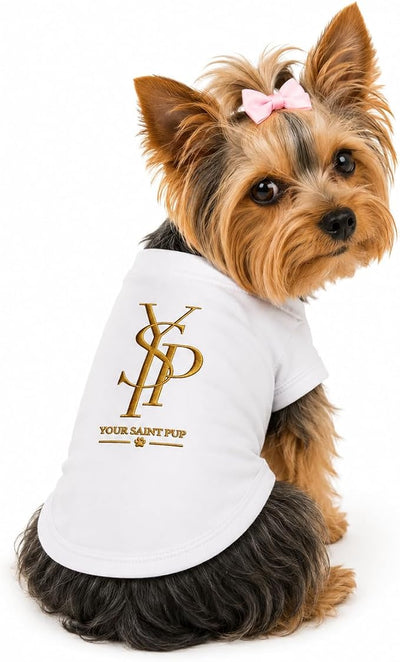 Luxury Designer Dog T Shirt – Trendy Puppy Clothes for Small Dogs, Fashion Pet Tee for French Bulldogs & Chihuahuas, Everything Chic Dog Apparel (YSP, Small)
