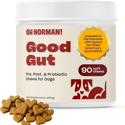 Oh Norman! Probiotic Chews for Dogs, Probiotics for Dogs Digestive Health with Enzymes, Allergy Relief for Seniors, Probiotics for Dog Wellness and Comfort