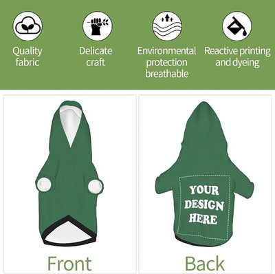 Personalized Dog Hoodie, Custom Dog Costumes for Small Dogs, Holiday Happy Dog Clothes Football Pet Shirt Sweater with Name Number for Girl/Boy Cats/Kitten, Green, XS