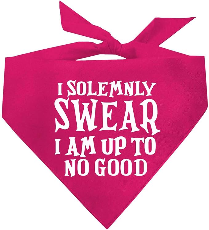 I Solemnly Swear I Am Up to No Good Dog Bandana (Hot Pink, OS 1101)