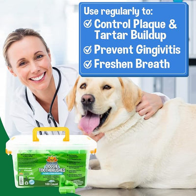 Bodhi Dog Finger Toothbrush for Dogs & Cats - Puppy Toothbrush with Soft Flexible Silicone Bristles, Gentle for Sensitive Gums, Promotes Healthy Teeth & Gums, Easy Teeth Cleaning Tool (100 Count)